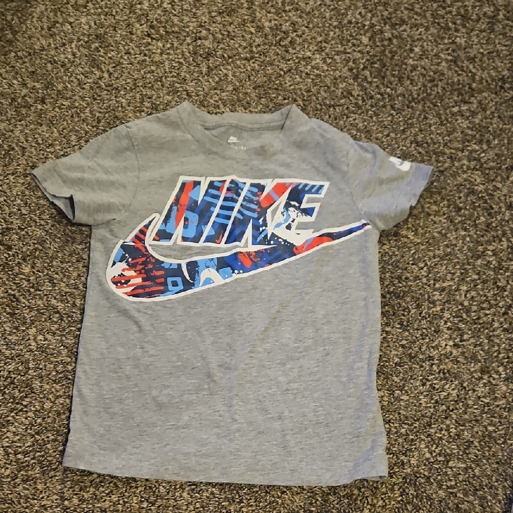 Nike Kids Gray Tee with Blue and Red Graphic